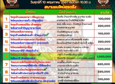 ทีเด็ดวัวชน วันที่10/05/67 สนามชนโคนครตรัง