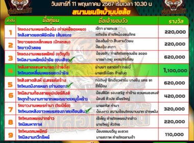 ทีเด็ดวัวชน วันที่10/05/67 สนามชนโคบ้านบ่อล้อ