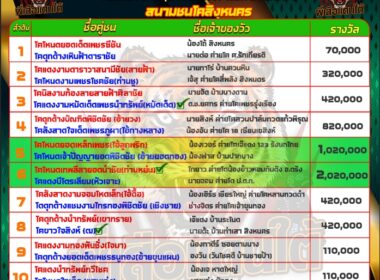 ทีเด็ดวัวชน วันที่10/05/67 สนามชนโคบ้านสิงหนคร