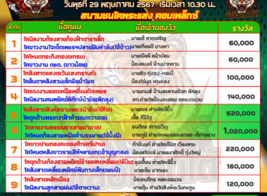 วัวชน วันที่29/05/67 โปรแกรมวัวชน สนามชนโคพระแสงคอมเพล็กซ์