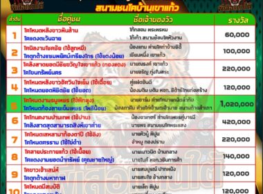 วัวชน วันที่04/07/67 โปรแกรมวัวชน สนามชนโคบ้านเขาแก้ว