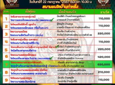 ทีเด็ดวัวชน วันที่22/07/67 สนามชนโคบ้านท่าหรั่ง