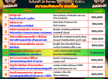 วัวชน วันที่26/08/67 โปรแกรมวัวชน สนามชนโคสมหวังสเตเดี๊ยม