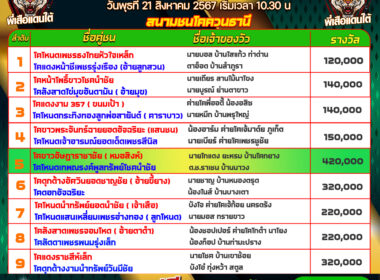 วัวชน วันที่21/08/67 โปรแกรมวัวชน สนามชนโคบ้านควนธานี