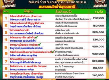 ทีเด็ดวัวชน วันที่23/09/67 สนามชนโคบ้านควนธานี