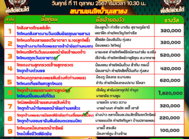 ทีเด็ดวัวชน วันที่11/10/67 สนามชนโคบ้านเสาธง