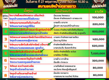 ทีเด็ดวัวชน วันที่27/05/68 สนามชนโคบ้านทรายขาว