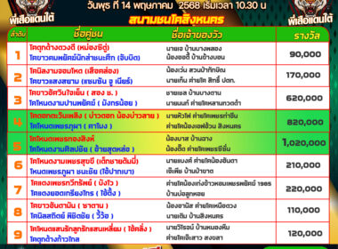 โปรแกรมวัวชน วันที่14/05/68 สนามสิงหนคร