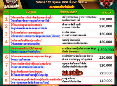 โปรแกรมวัวชน วันที่23/06/68 สนามชนโคบ้านท่ามิหรำ
