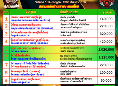 โปรแกรมวัวชน วันที่43/07/68 สนามชนโคบ้านเสาธง สเตเดี๊ยม