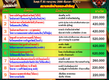 โปรแกรมวัวชน วันที่30/07/68 สนามชนโคนานาชาติ