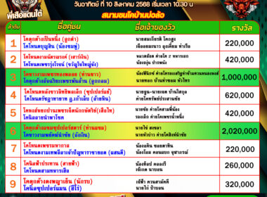 โปรแกรมวัวชน วันที่10/08/68 สนามชนโคบ้านบ่อล้อ