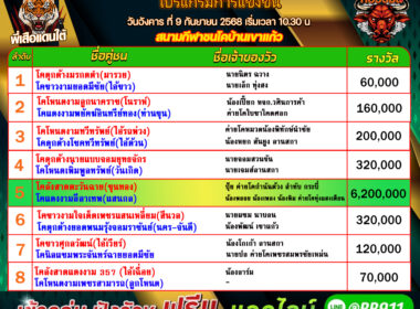 โปรแกรมวัวชน วันที่09/09/68 สนามชนโคบ้านเขาแก้ว