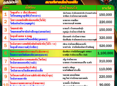 โปรแกรมวัวชน วันที่03/10/68 สนามชนโคบ้านหยีใน