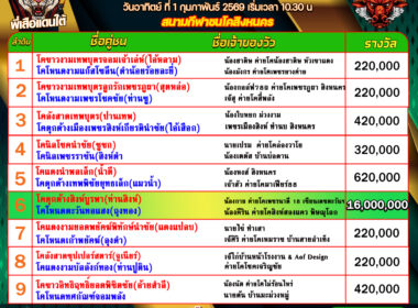 โปรแกรมวัวชน วันที่1/02/69 สนามชนโคสิงหนคร
