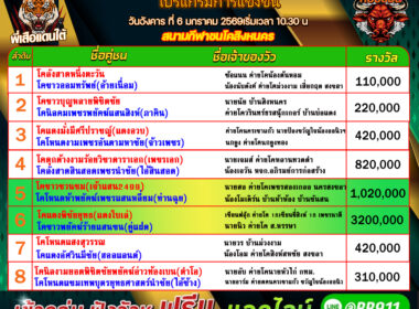 โปรแกรมวัวชน วันที่06/01/69 สนามชนโคสิงหนคร