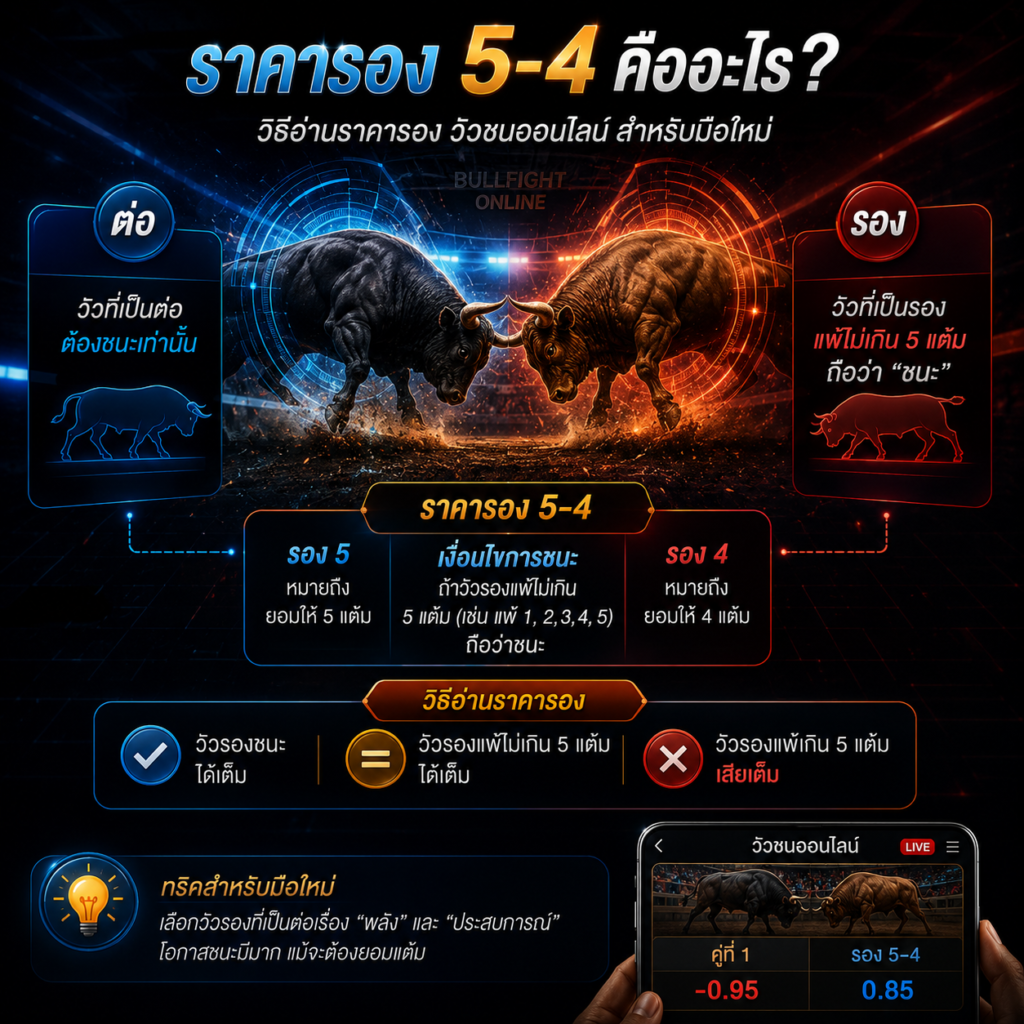 ราคา รอง 5-4 คืออะไร? วิธีอ่านราคารองวัวชนสำหรับมือใหม่