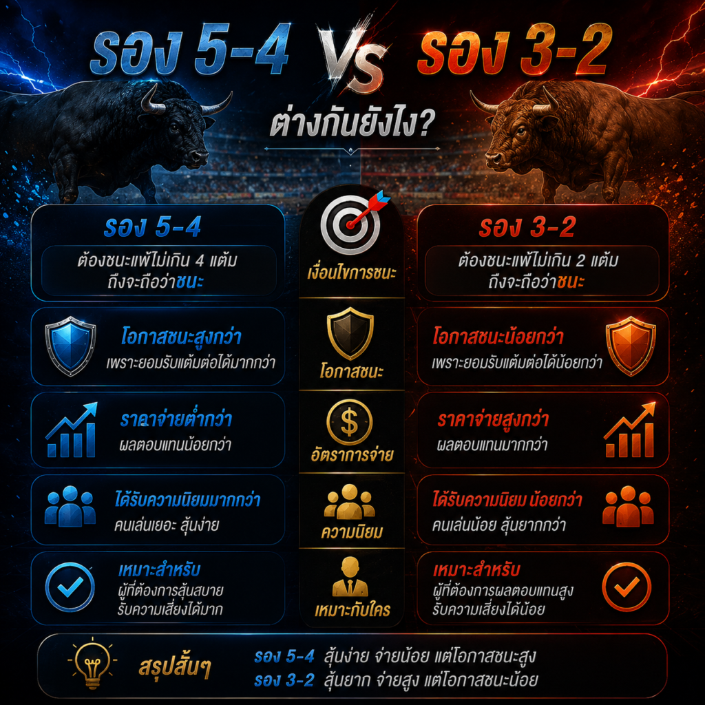 ราคา รอง 5-4 vs ราคา รอง 3-2