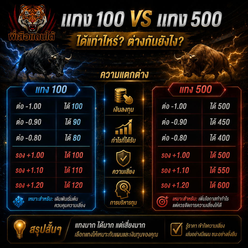 100 ได้เท่าไหร่ vs แทง 500