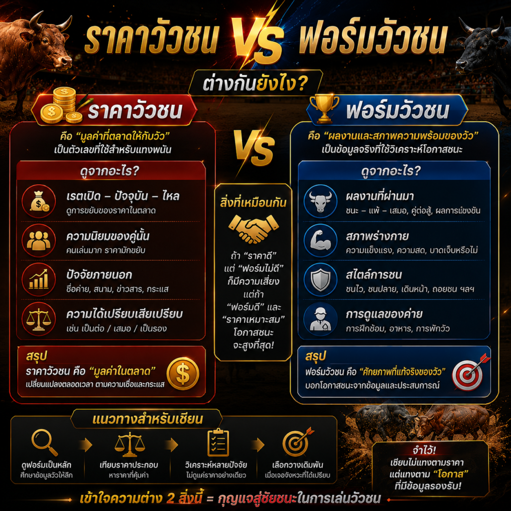 ราคาวัวชน vs ฟอร์มวัวชน ต่างกันยังไง