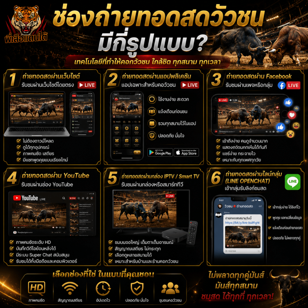 ช่อง ถ่ายทอดสดวัวชน มีกี่รูปแบบ 2026