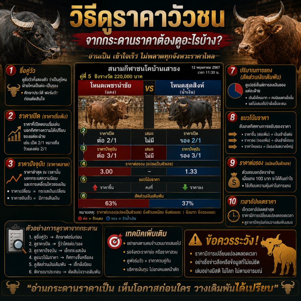 วิธีดูราคาวัวชน จากกระดานราคาต้องดูอะไรบ้าง?
