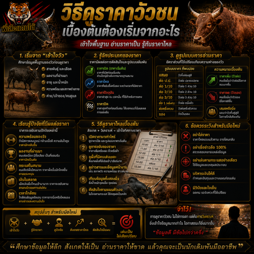 วิธีดูราคาวัวชน เบื้องต้นต้องเริ่มจากอะไร?