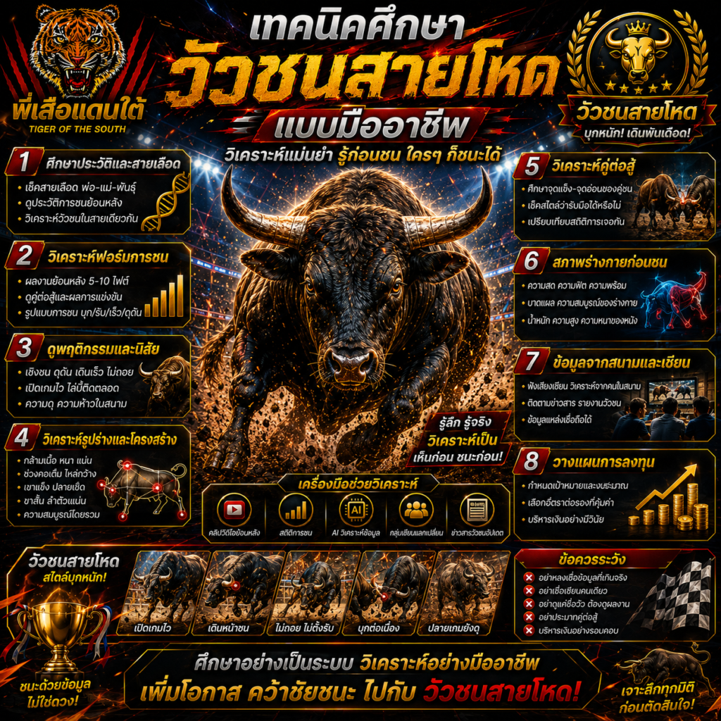 เทคนิคศึกษา วัวชนสายโหด แบบมืออาชีพ