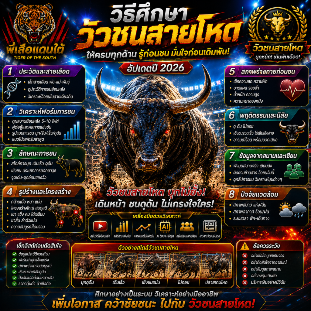 วิธีศึกษา วัวชนสายโหด ให้ครบทุกด้าน