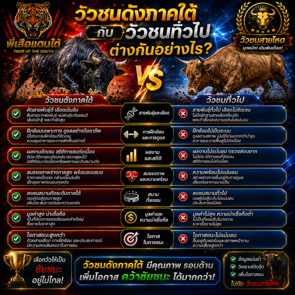วัวชนดังภาคใต้ กับ วัวชนทั่วไป ต่างกันอย่างไร?