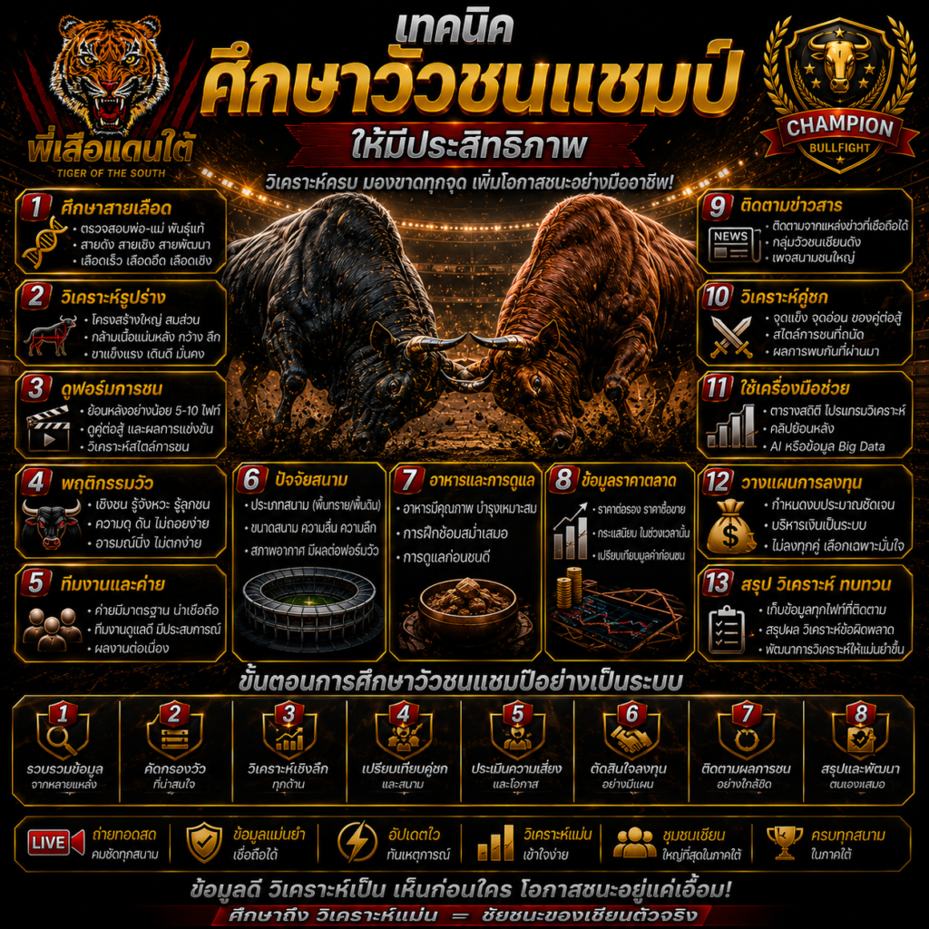 วิธีศึกษาวัวชนแชมป์ให้ครบทุกด้าน