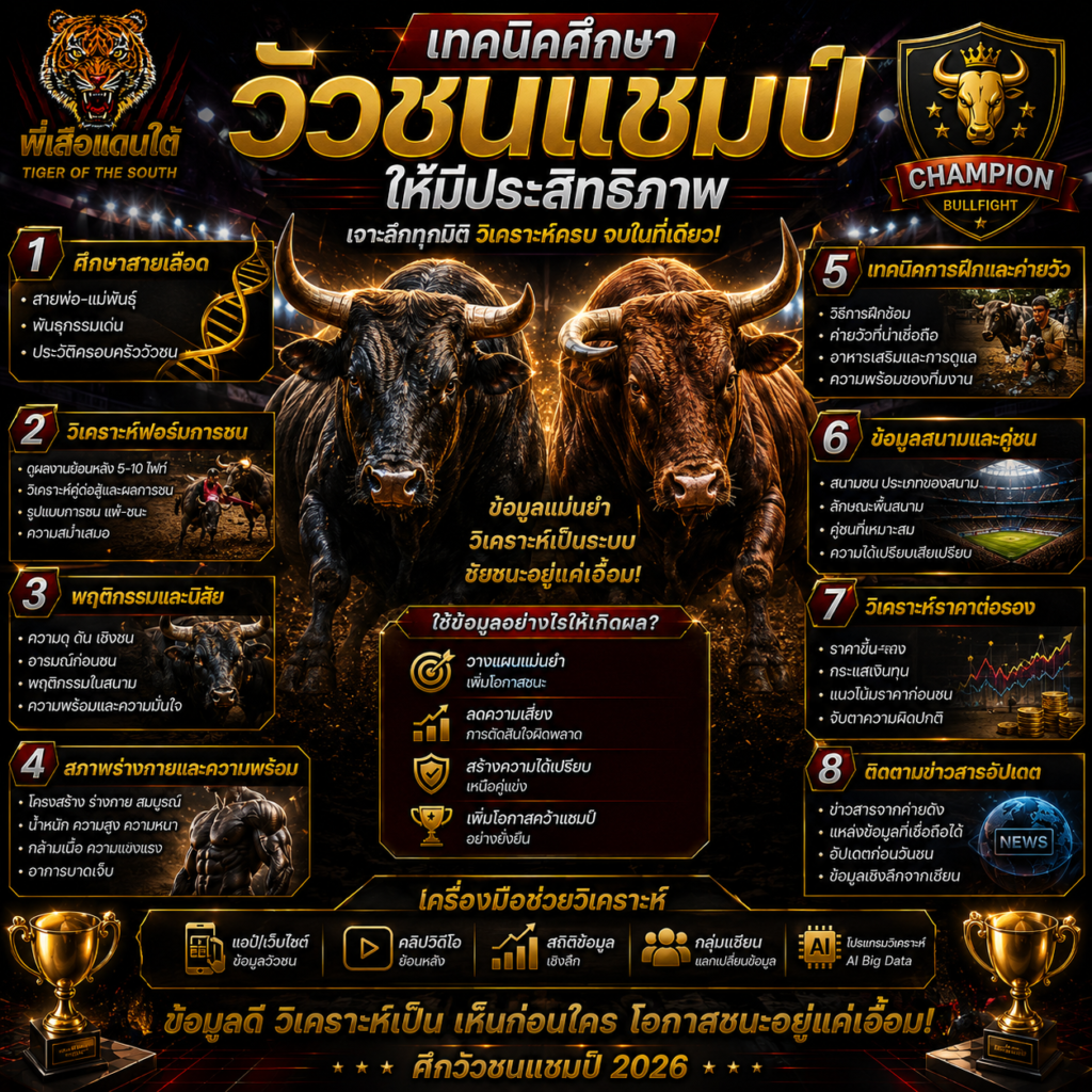 เทคนิคศึกษาวัวชนแชมป์ให้มีประสิทธิภาพ