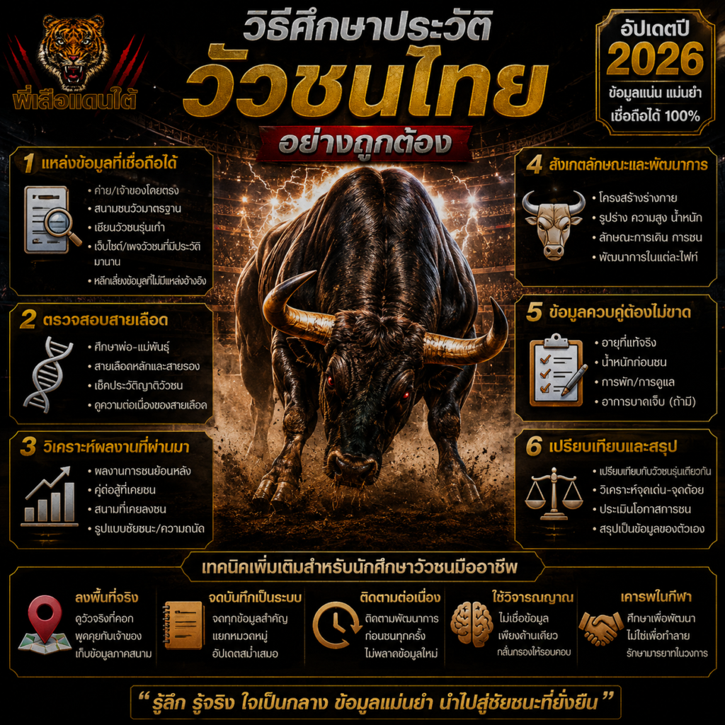 วิธีศึกษาประวัติวัวชนไทยอย่างถูกต้อง