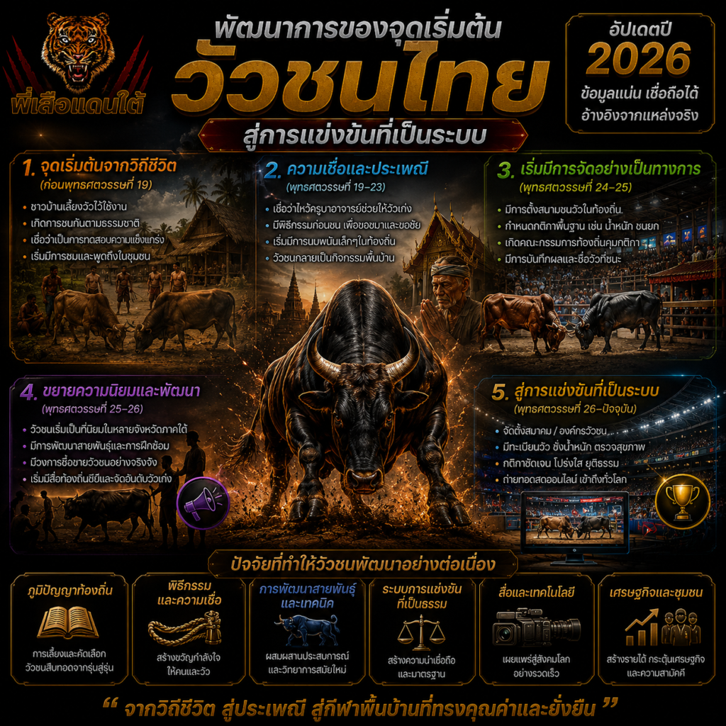 พัฒนาการของจุดเริ่มต้นวัวชนสู่การแข่งขันที่เป็นระบบ