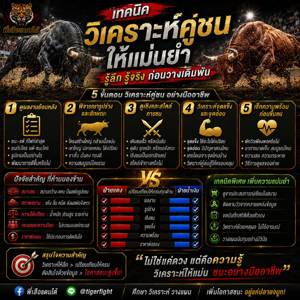 เทคนิค วิเคราะห์คู่วัวชน ให้แม่นยำ
