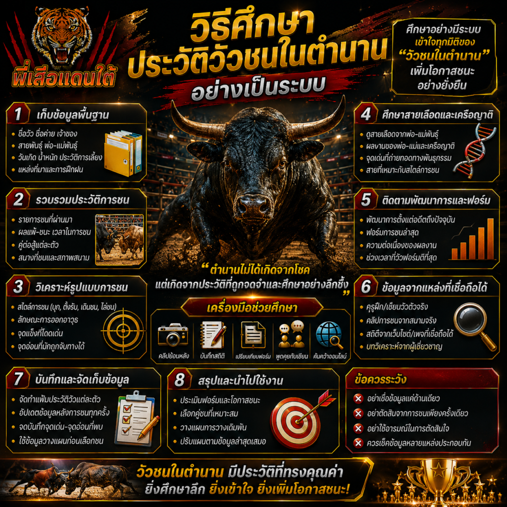 วิธีศึกษาประวัติวัวชนในตำนานอย่างเป็นระบบ