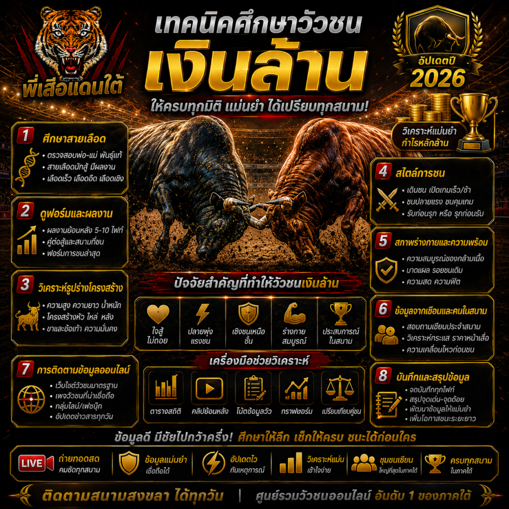 เทคนิคศึกษาวัวชนเงินล้านให้มีประสิทธิภาพ