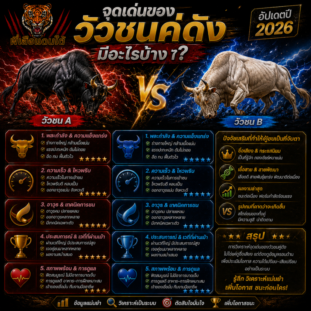 จุดเด่นของวัวชนคู่ดัง มีอะไรบ้าง?