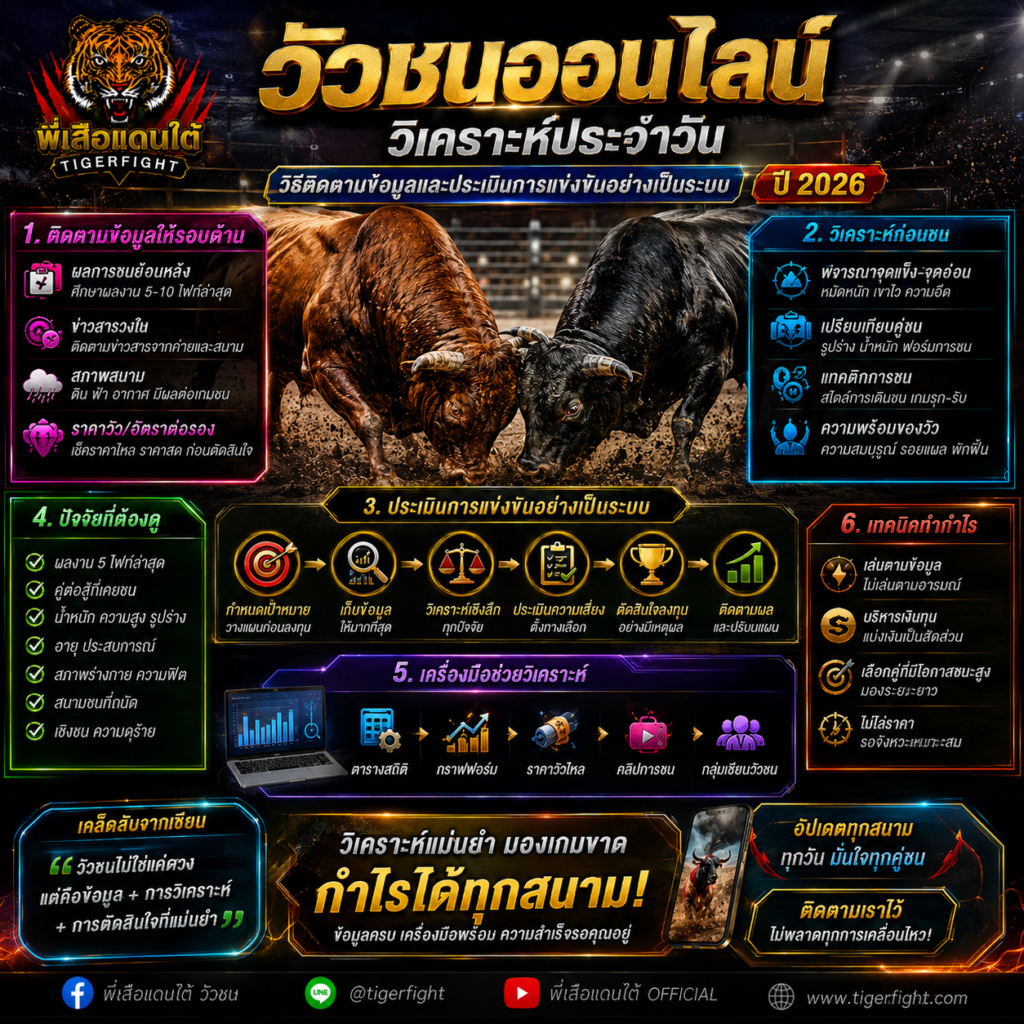 วัวชน วิเคราะห์ประจำวัน วิธีติดตามข้อมูลการแข่งขัน 2026