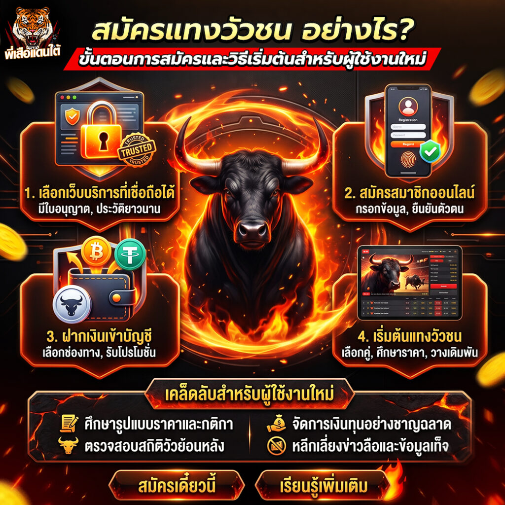 สมัครแทงวัวชน อย่างไร? ขั้นตอนสมัครและวิธีเริ่มต้นสำหรับผู้ใช้งานใหม่ ปี 2026