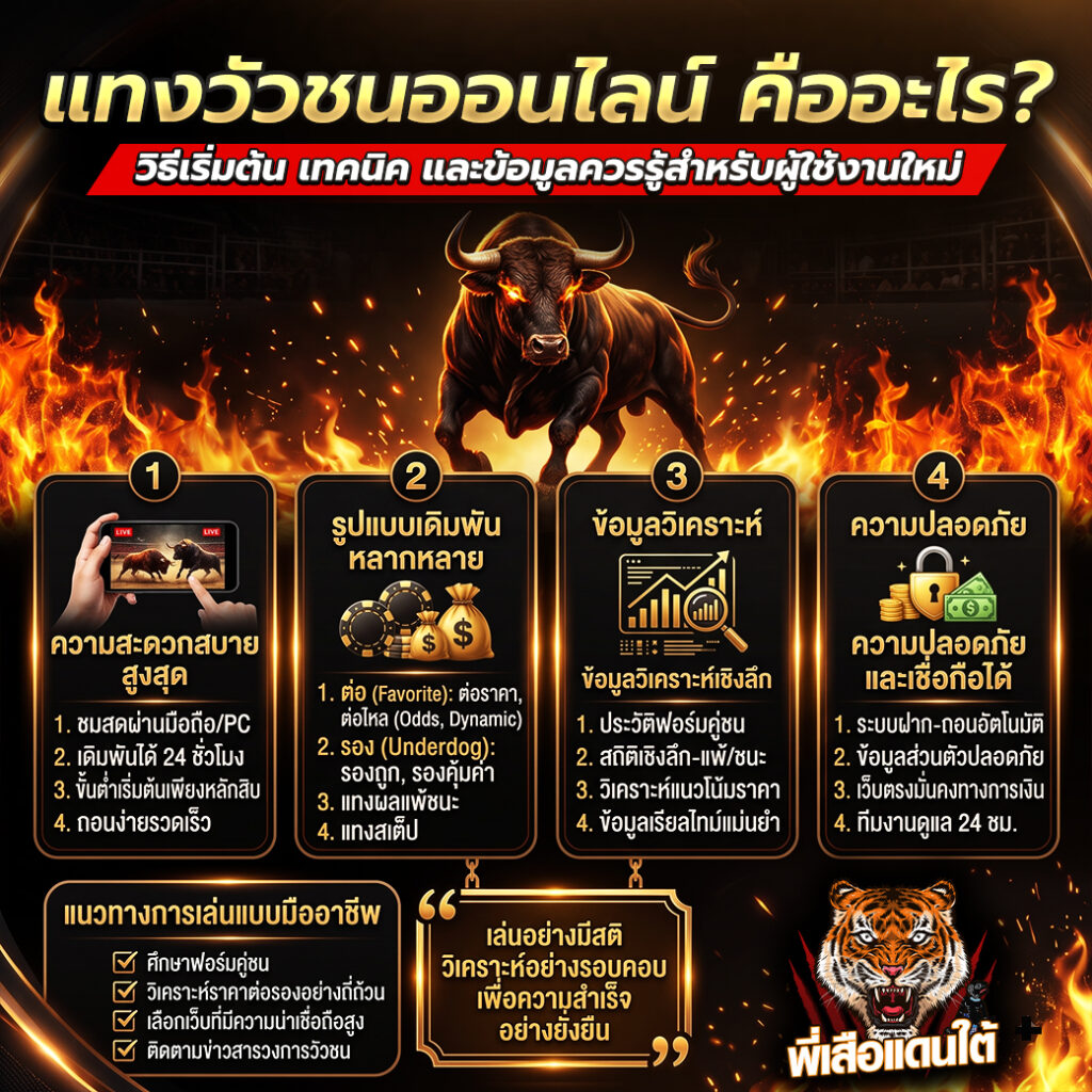 แทงวัวชนออนไลน์ คืออะไร? วิธีเริ่มต้น เทคนิค และข้อควรรู้สำหรับผู้ใช้งานใหม่ ปี 2026