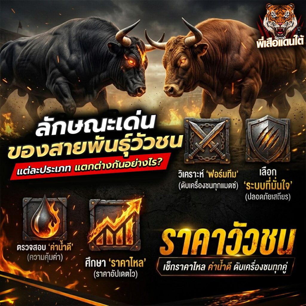 ลักษณะเด่นของสายพันธุ์วัวชนแต่ละประเภท แตกต่างกันอย่างไร?