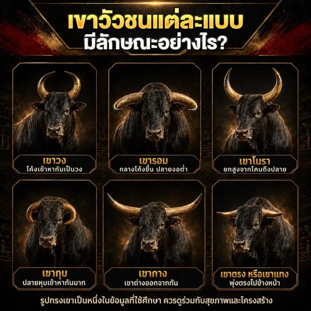 เขาวัวชนแต่ละแบบ มีลักษณะอย่างไร?