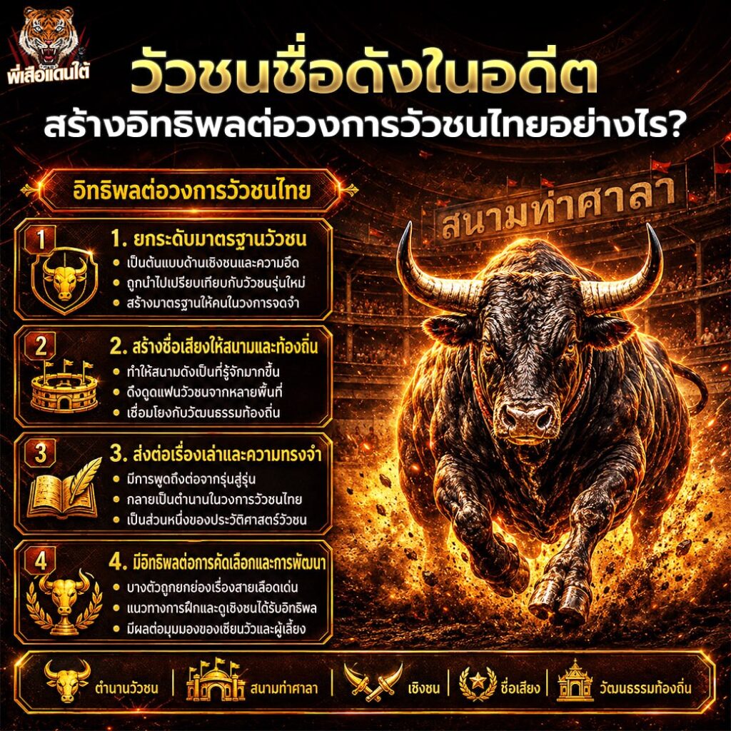 วัวชนชื่อดังในอดีต ทำไมจึงยังถูกกล่าวถึงในวงการวัวชนไทยจนถึงปัจจุบัน? อัปเดตปี 2026