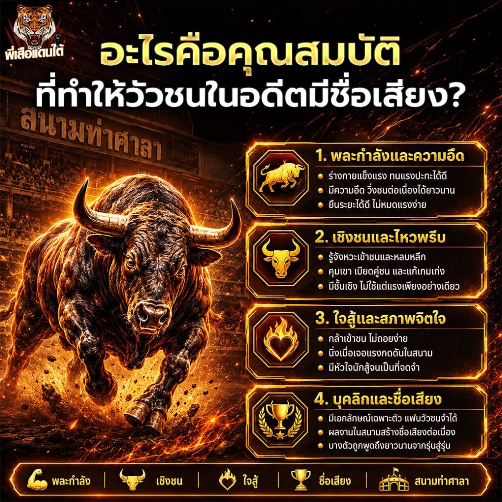 อะไรคือคุณสมบัติที่ทำให้วัวชนในอดีตมีชื่อเสียง?