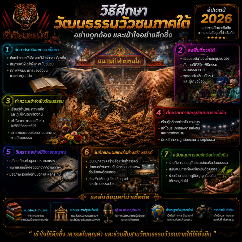 วิธีศึกษาวัฒนธรรมวัวชนภาคใต้อย่างถูกต้อง