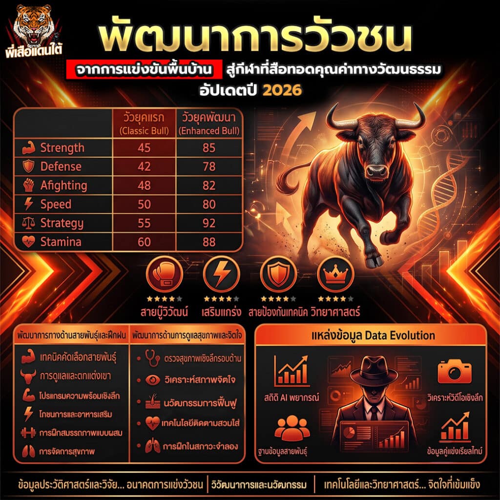 พัฒนาการวัวชน จากการแข่งขันพื้นบ้านสู่กีฬาที่สืบทอดคุณค่าทางวัฒนธรรม อัปเดตปี 2026
