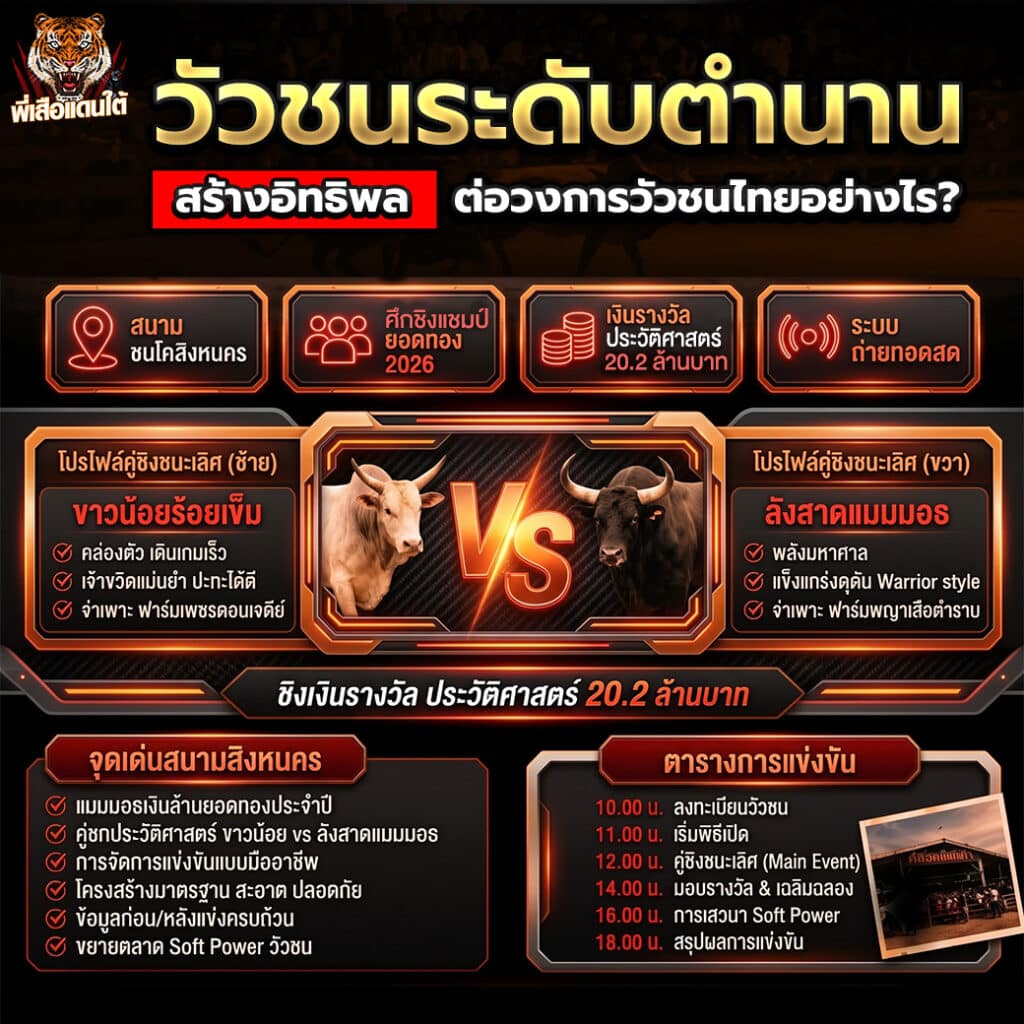 วัวชนระดับตำนาน สร้างอิทธิพลต่อวงการวัวชนไทยอย่างไร?