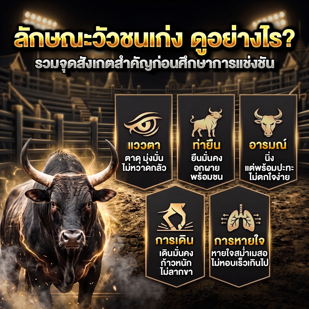 ลักษณะวัวชนเก่ง ดูอย่างไร? รวมจุดสังเกตสำคัญก่อนศึกษาการแข่งขัน ปี 2026