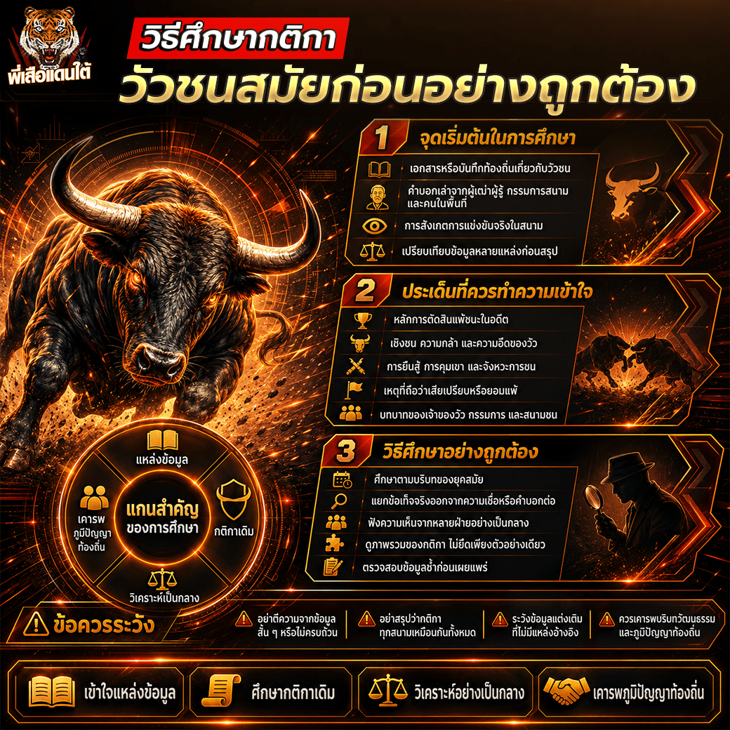  วิธีศึกษากติกาวัวชนสมัยก่อนอย่างถูกต้อง